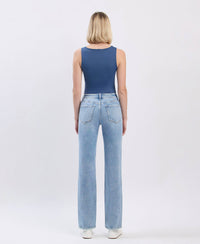 High Rise Distressed Straight Jean