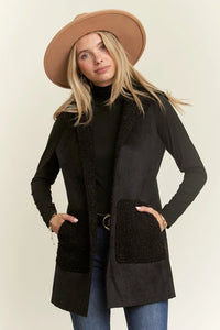 Sherpa Hooded Suede Vest