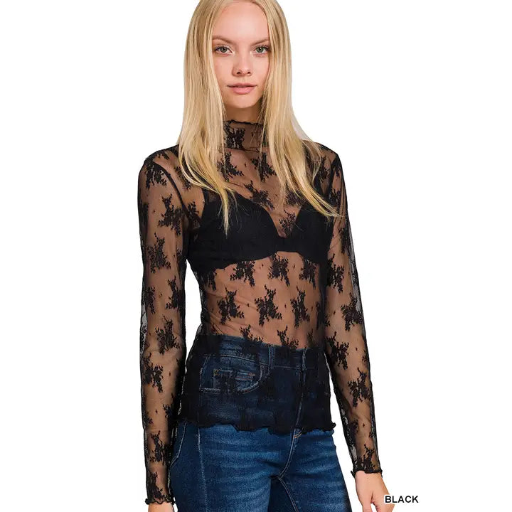 Floral Sheer Lace Top