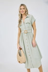 Vacay Vibes Belted Button Down Dress