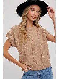 Latte Run Cable Knit Top
