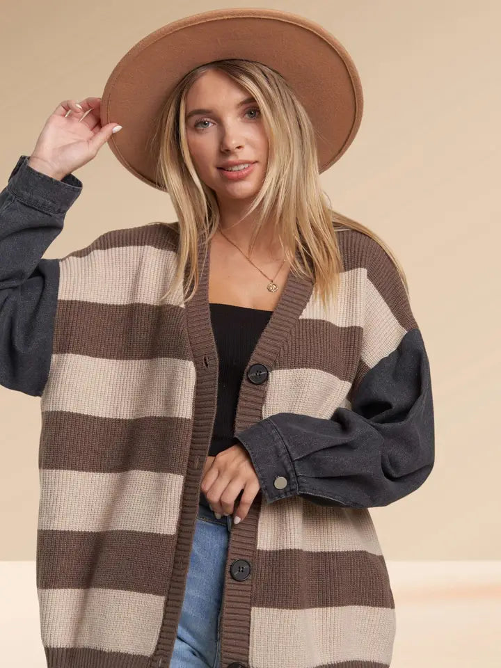 Denim Sleeve Cardigan