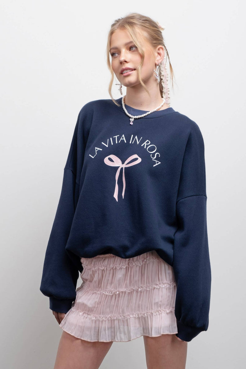 BOW CREW NECK SWEATSHIRT