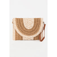 Striped Straw Clutch Bag