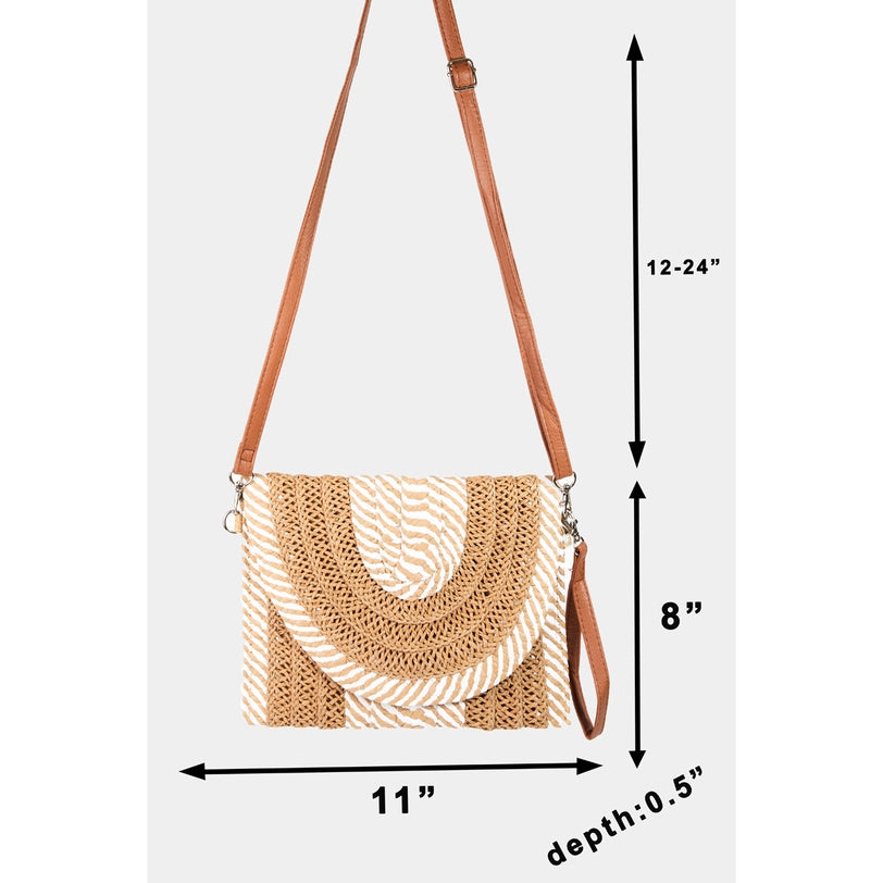 Striped Straw Clutch Bag