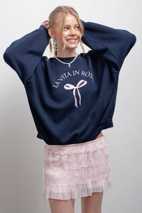 BOW CREW NECK SWEATSHIRT