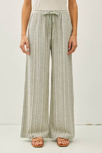 Easy Breeze Striped Linen Sage Pant