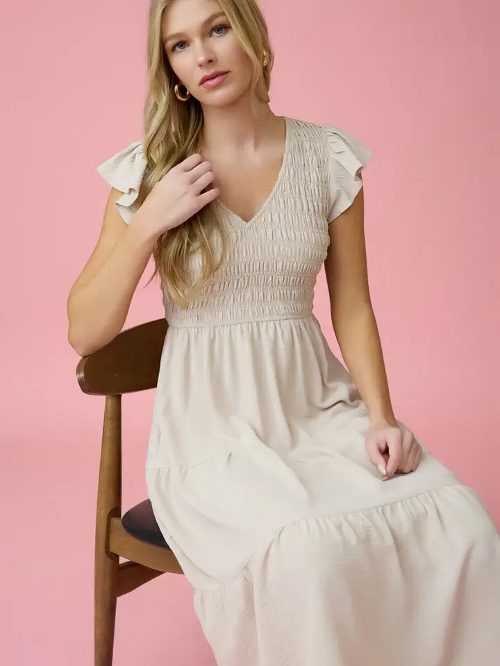 Soft Sands Flutter Sleeve Maxi Dress