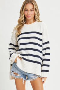 Classic Nautical Striped Oversized Sweater
