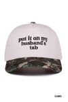 Put It On My Husband's Tab Two Tone Canvas Truck Hat