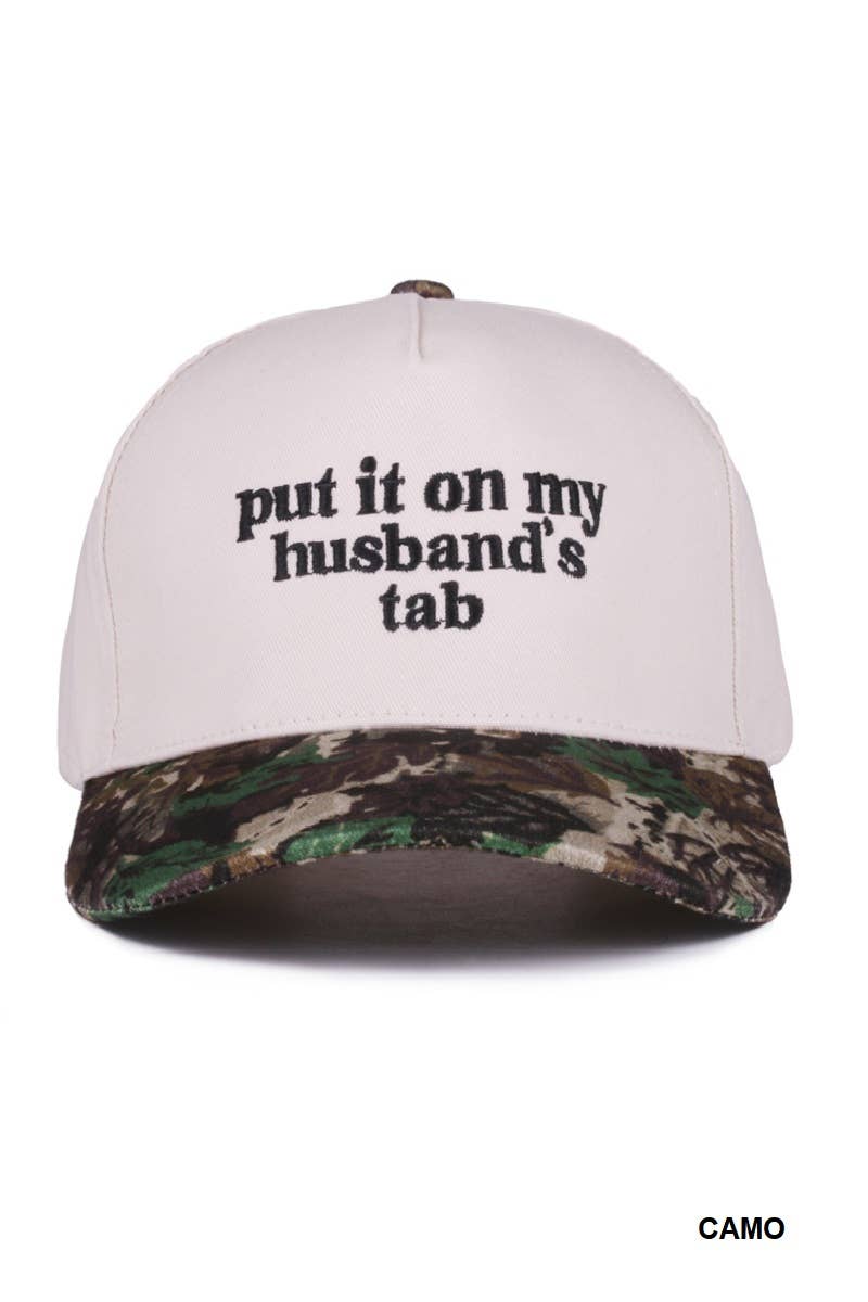 Put It On My Husband's Tab Two Tone Canvas Truck Hat