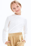 Girls Thermal Knit Mock Neck Top