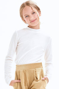 Girls Thermal Knit Mock Neck Top