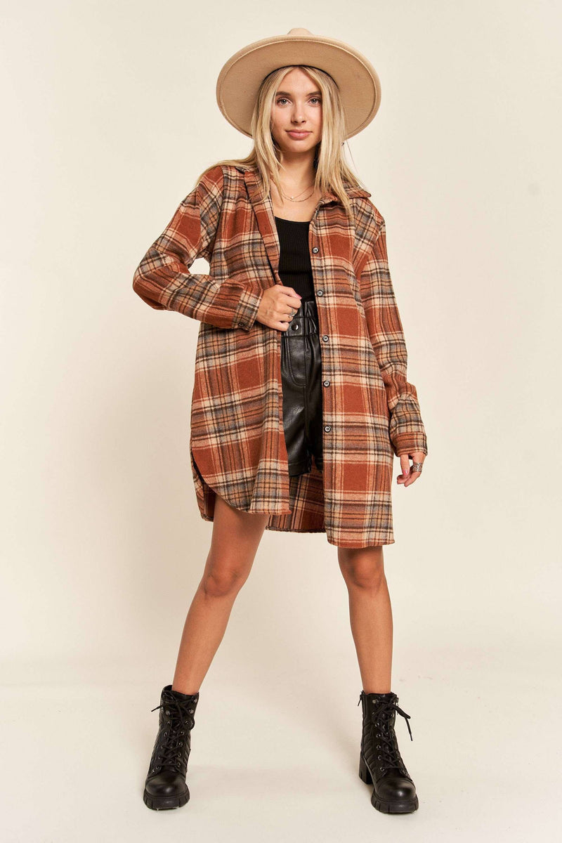 So Thankful Long Button Down Flannel Shacket