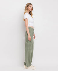 HIGH RISE UTILITY CARGO WIDE LEG JEANS