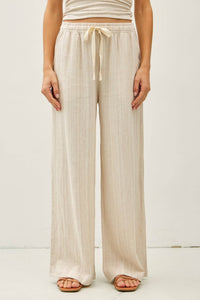 Easy Breeze Striped Linen Sage Pant