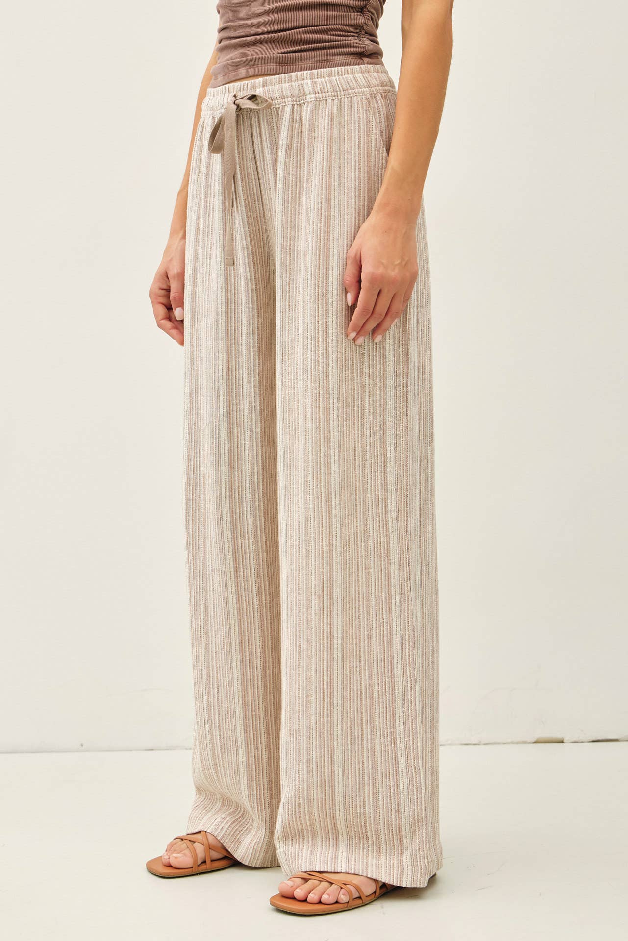 Easy Breeze Striped Linen Sage Pant