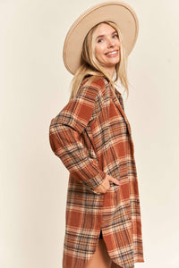 So Thankful Long Button Down Flannel Shacket