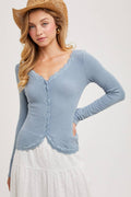 Bluebell Button Down Lace Trim Top