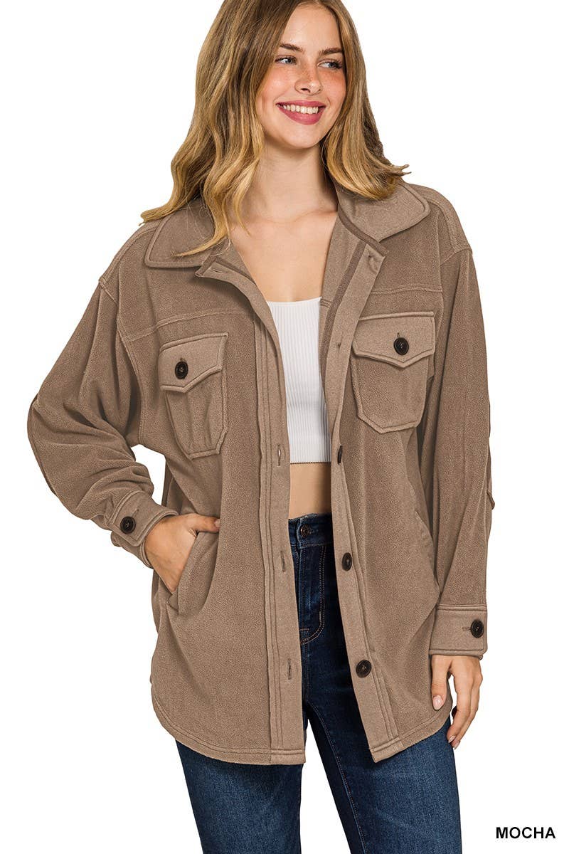 Oversized Basic Fleece Shacket