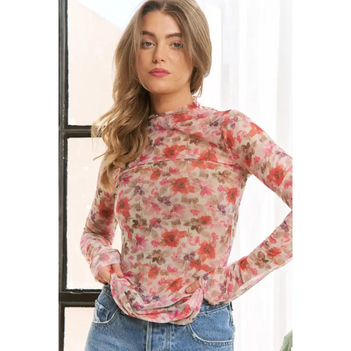 Sheer Floral Top