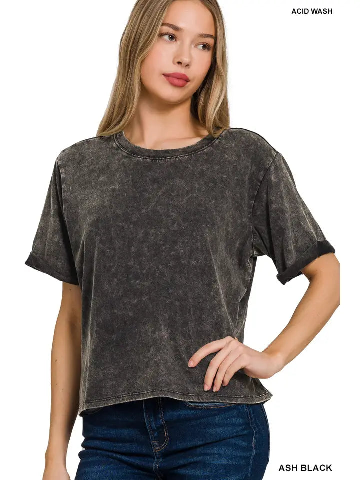 Washed Black Crop Tee