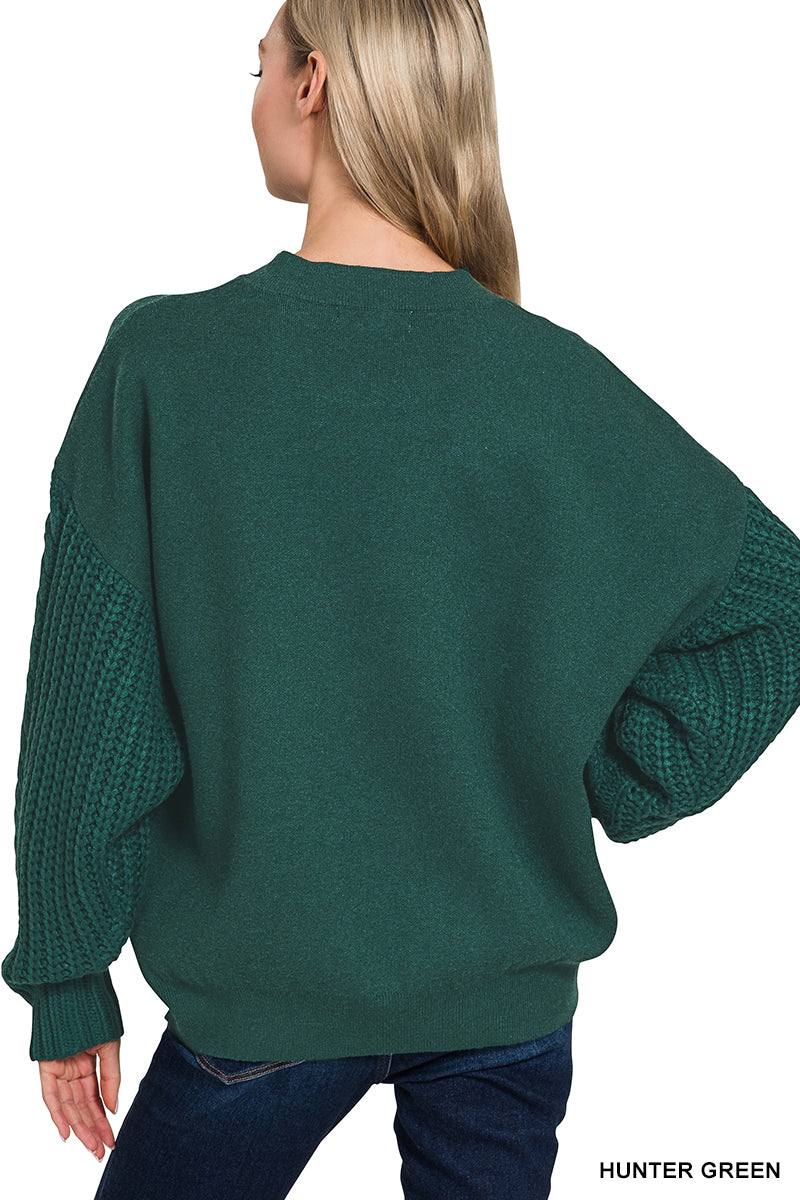 Cable Knit Sleeve Sweater