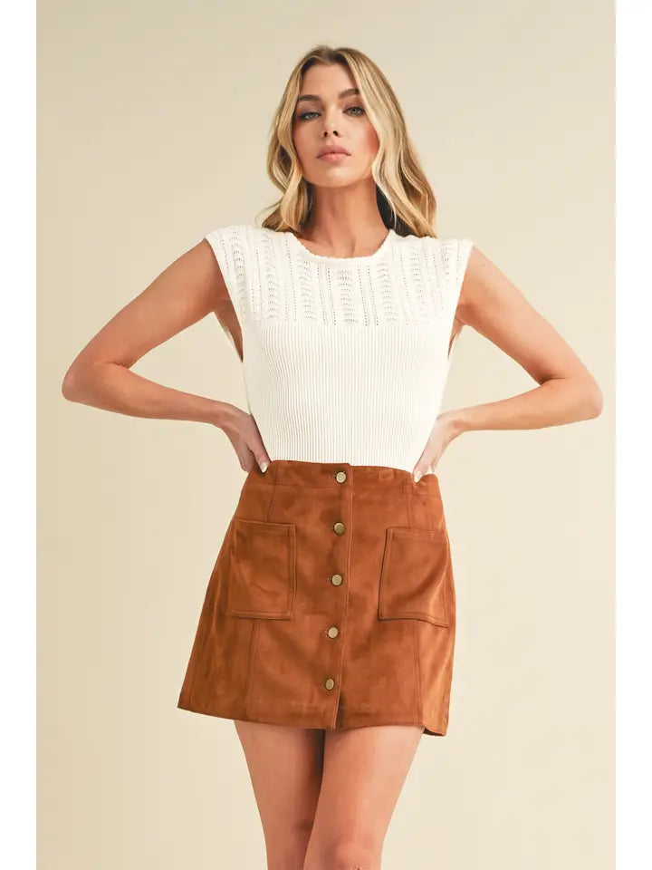 High Neck Eyelet Tank