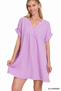 Frayed & Free V-Neck Dress