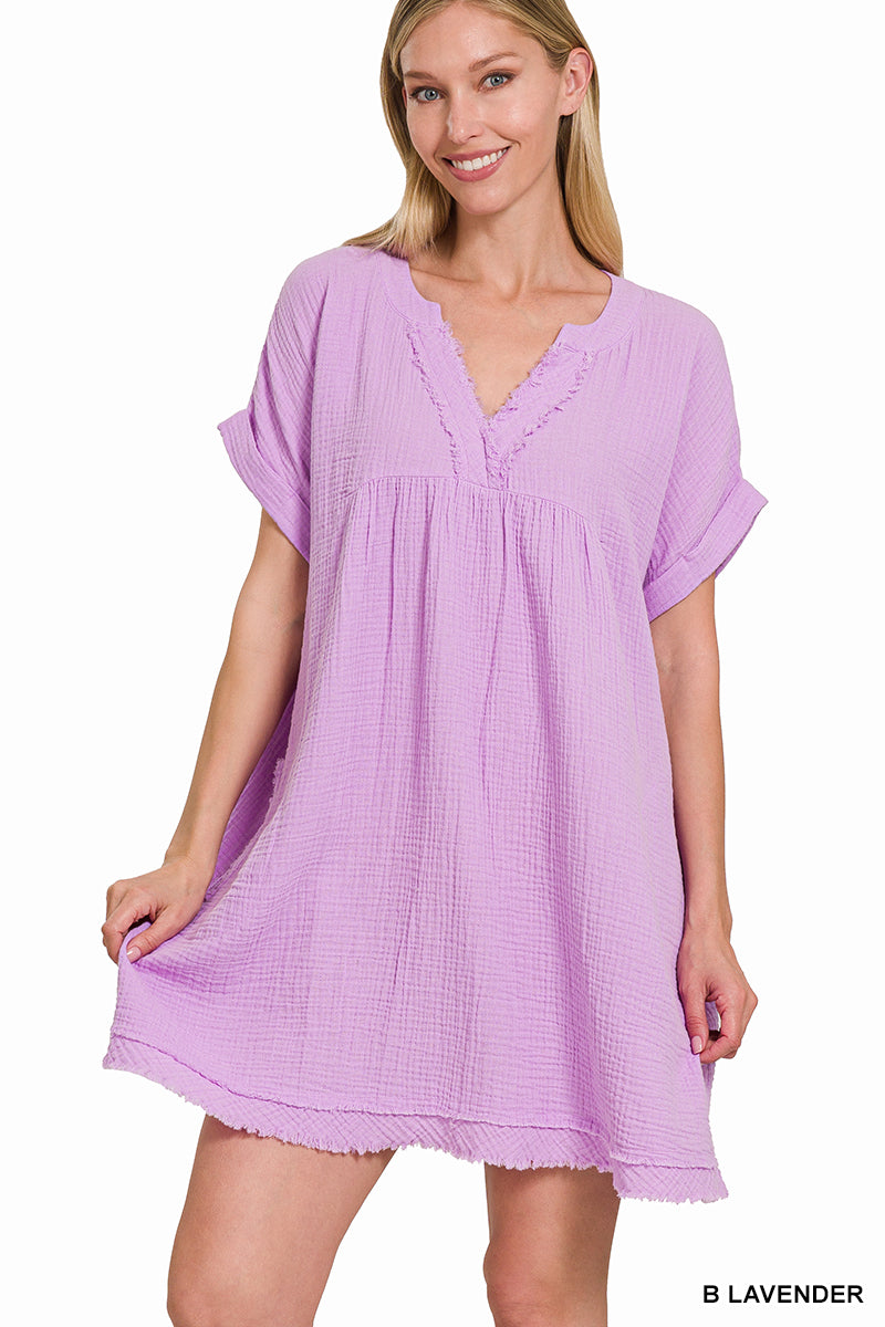 Frayed & Free V-Neck Dress