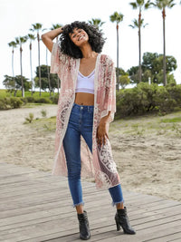 Chic Pink Long Kimono