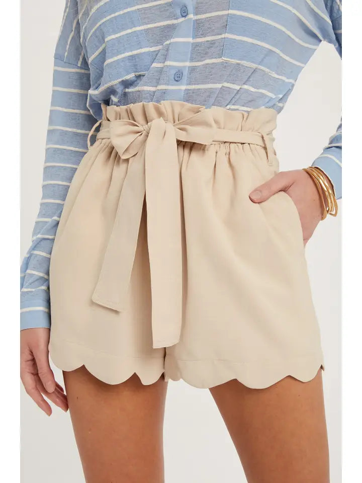 Scalloped High Waisted Shorts
