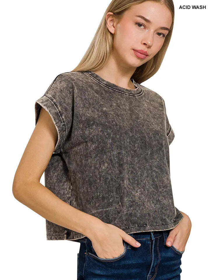 Washed Black Crop Tee