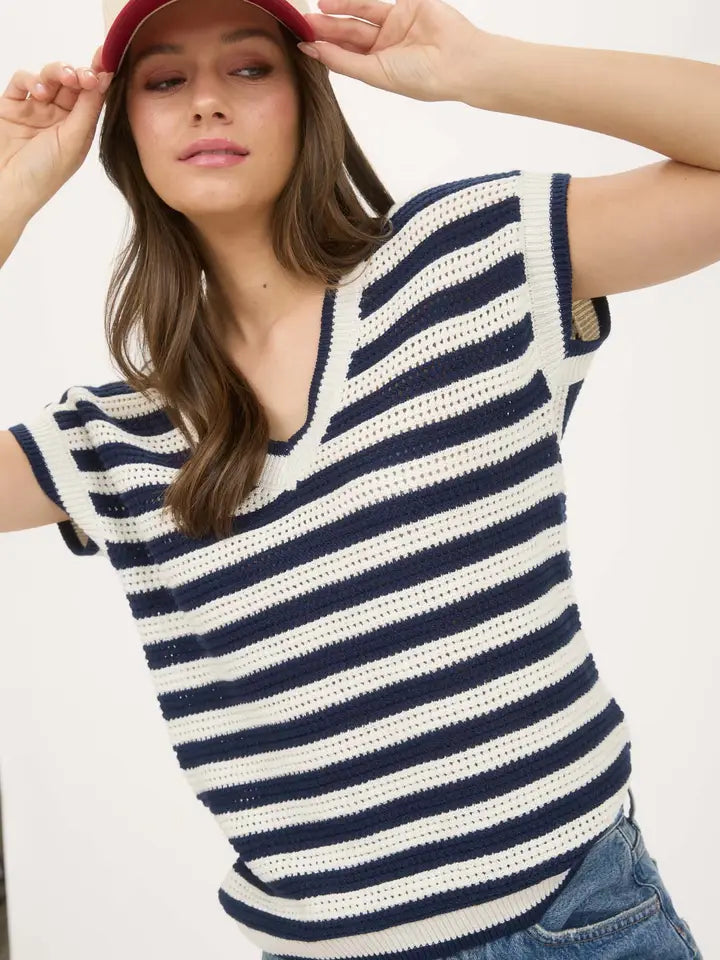 Coastal Vibes V-Neck Knit Top