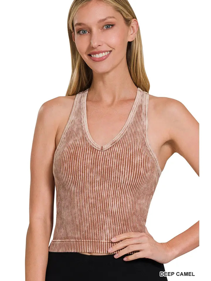Washed Brown Tank/Bra